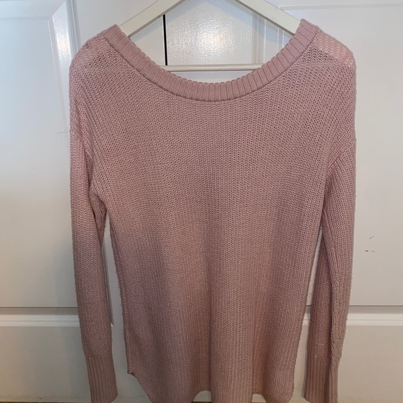 Garage pink oversized v-neck knit sweater - Picture 2 of 4